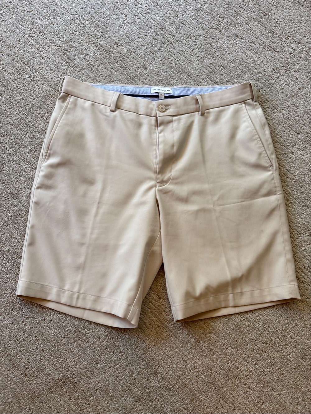 Peter Millar Khaki Performance Flat Front Golf Shorts